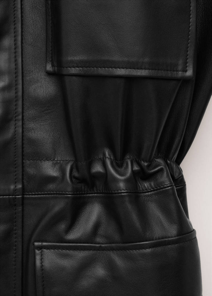 Parka Cuir Taille Froncé