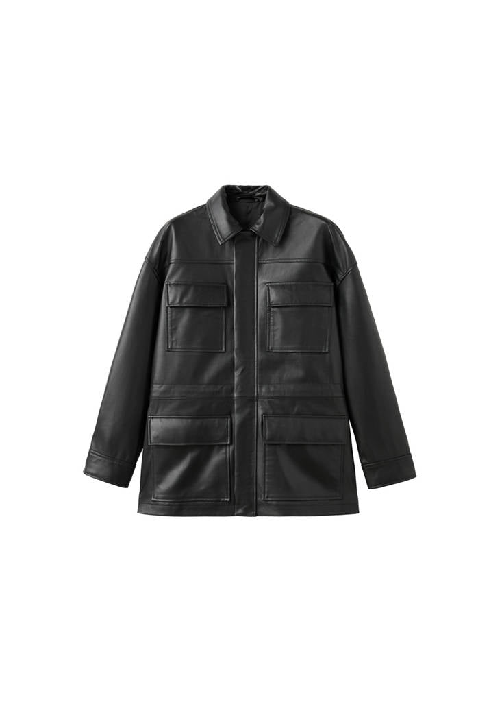 Parka Cuir Taille Froncé
