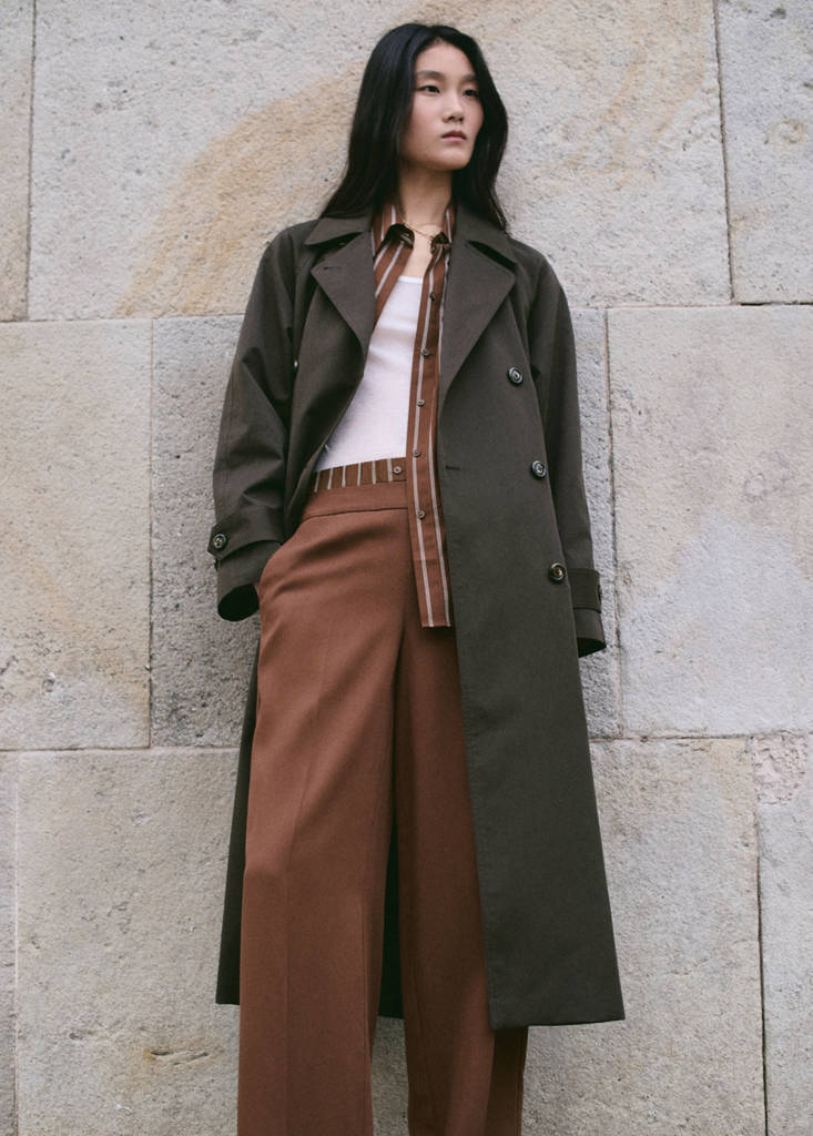 Pantalon En Lyocell Taille Combinée À Rayures
