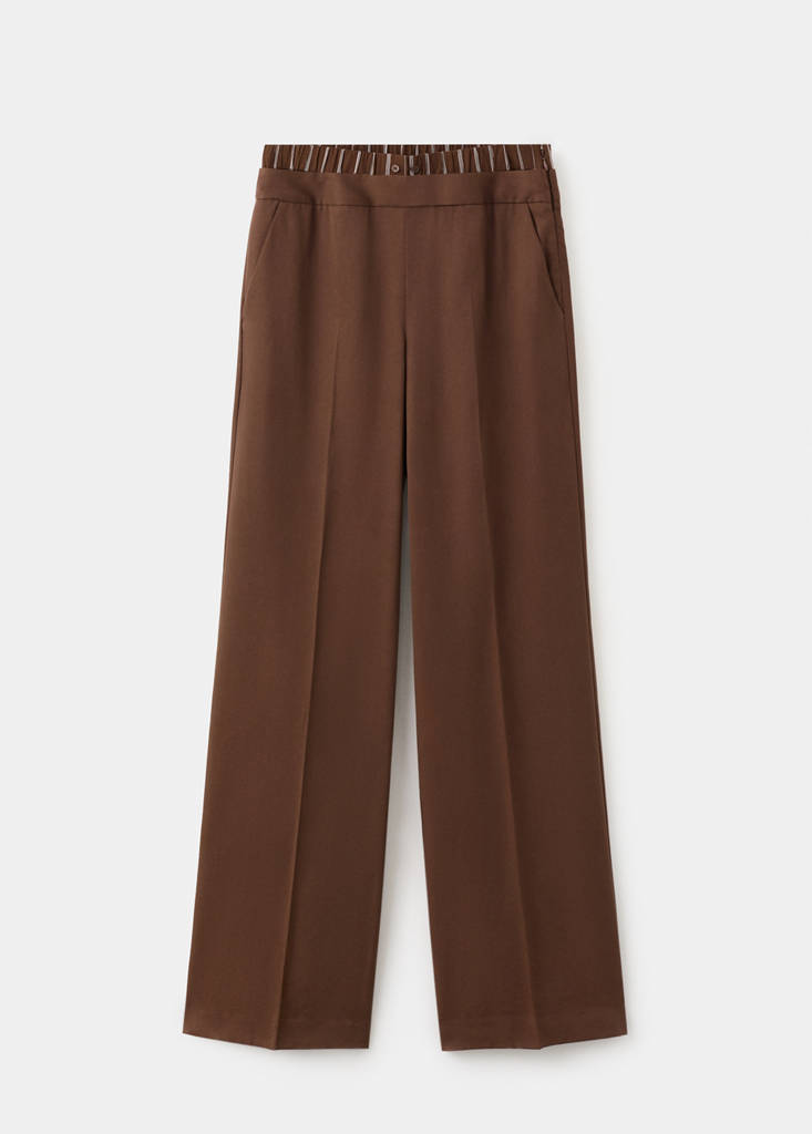 Pantalon En Lyocell Taille Combinée À Rayures