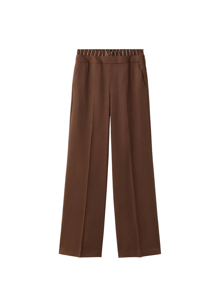 Pantalon En Lyocell Taille Combinée À Rayures