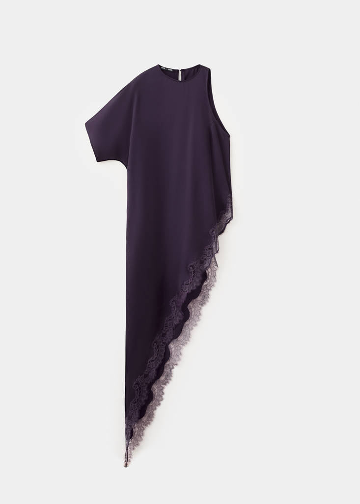 Top Satiné Dentelle Asymétrique