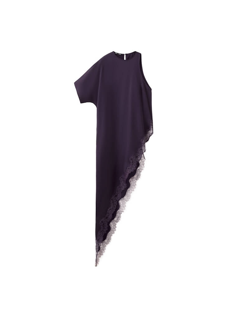 Top Satiné Dentelle Asymétrique