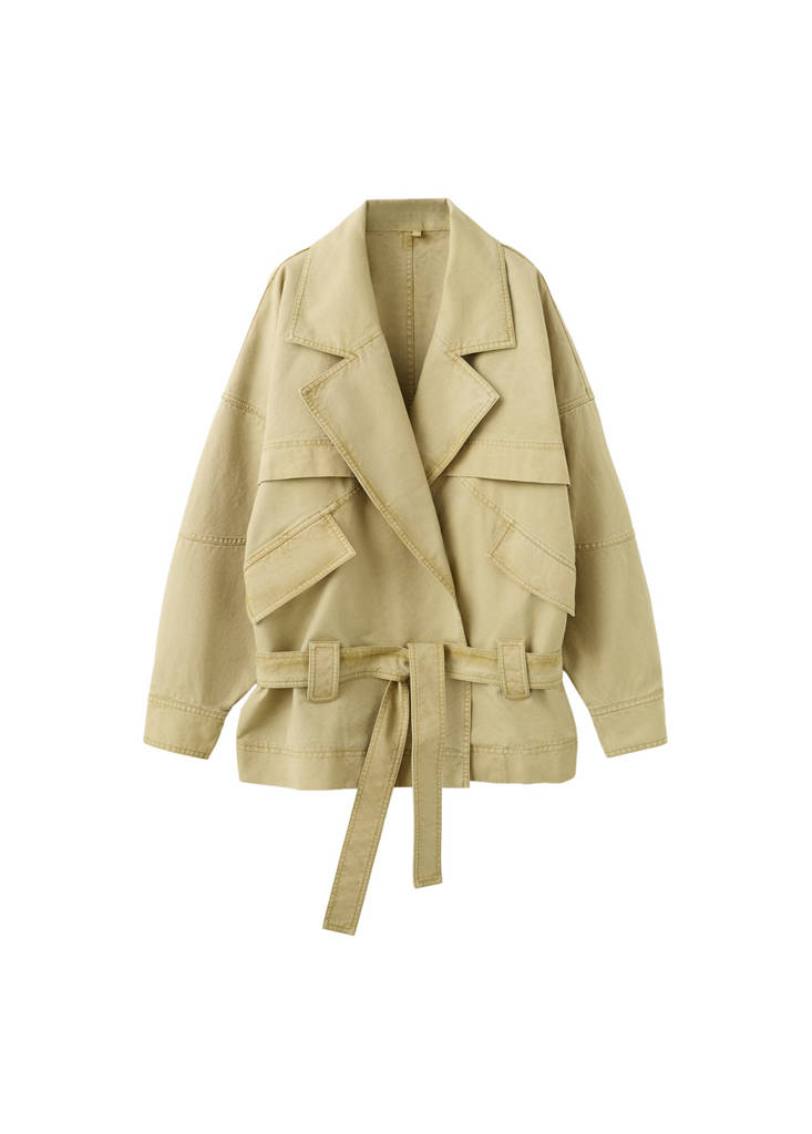 Parka À Revers Avec Ceinture