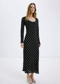 Robe À Pois À Manches Longues