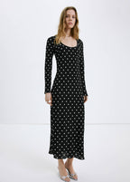 Robe À Pois À Manches Longues