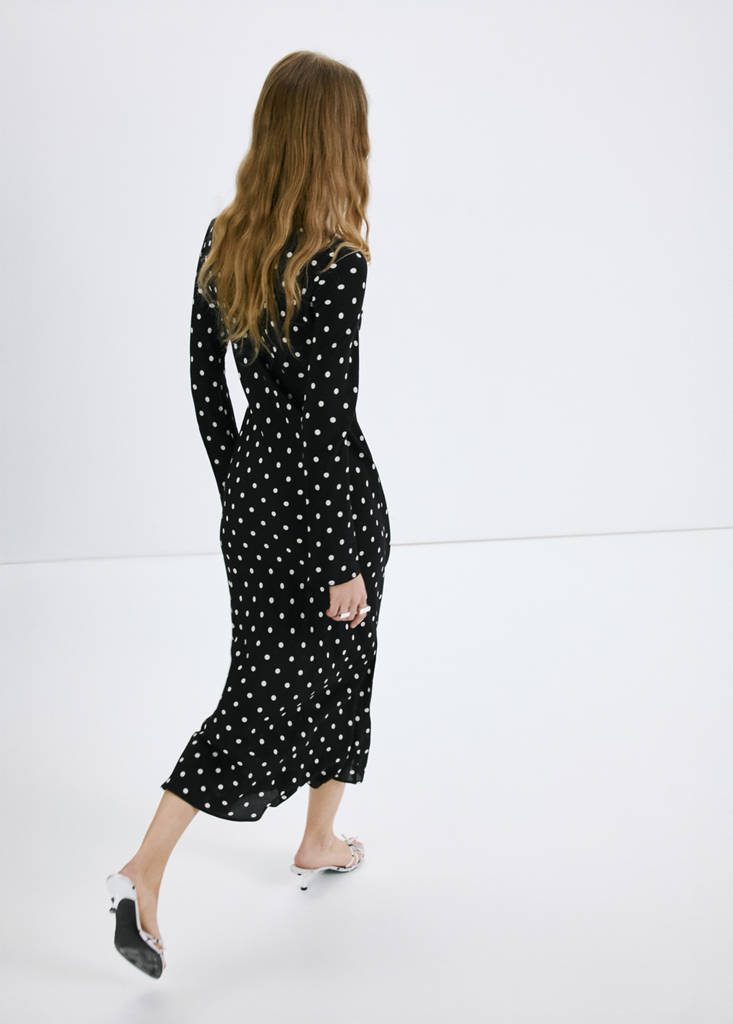 Robe À Pois À Manches Longues