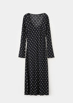 Robe À Pois À Manches Longues