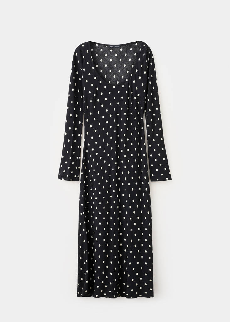 Robe À Pois À Manches Longues