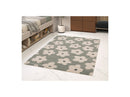 Tapis Poils Courts Suzy Motif Fleur - Bleu