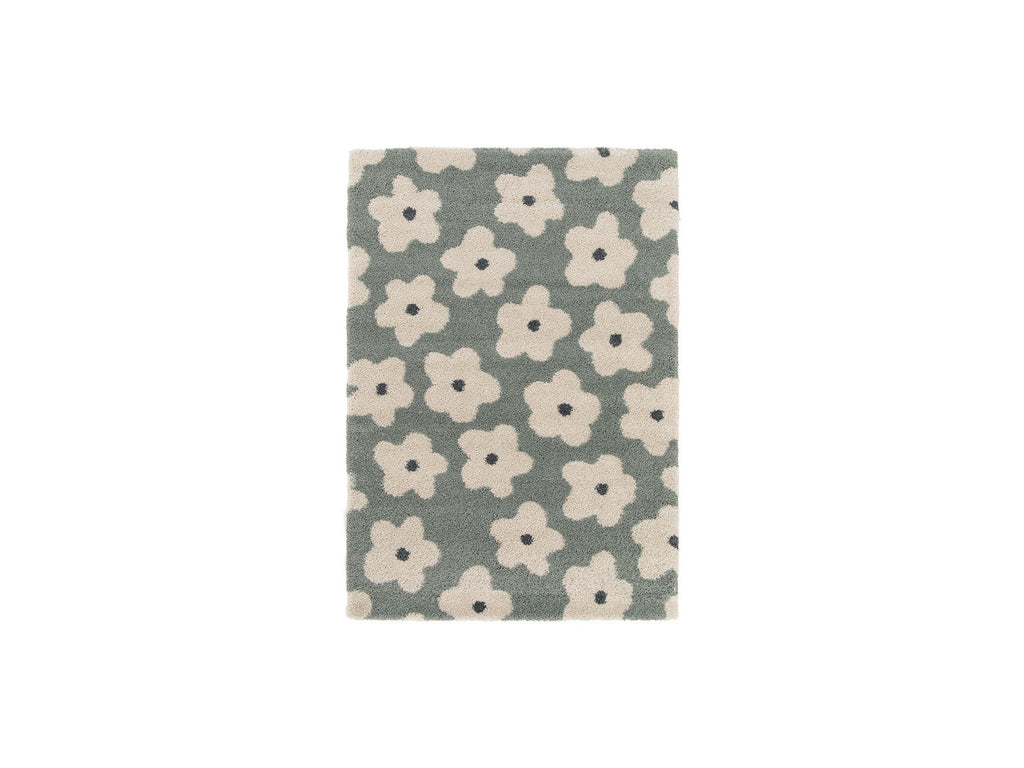 Suzy - Alfombra de pelo corto - Motivo floral - Azul