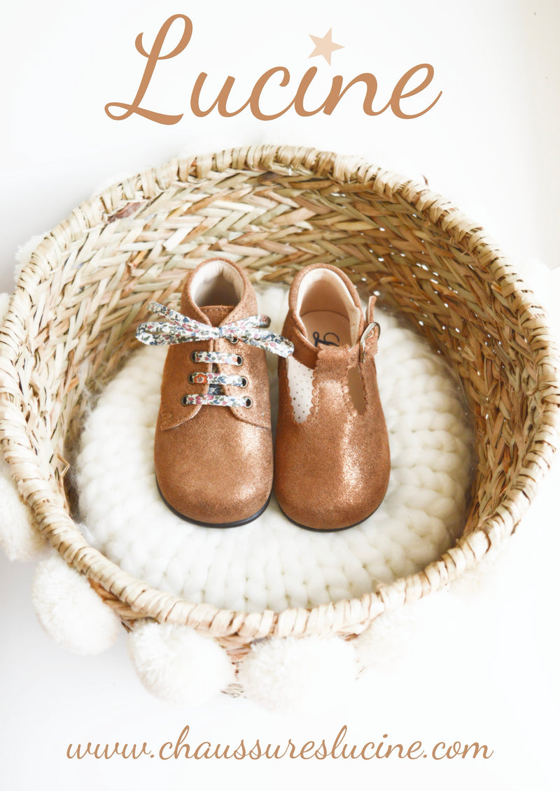 Chaussures Bottillons Salomés À Boucle Inès - Cuir Camel Irisé - Fille