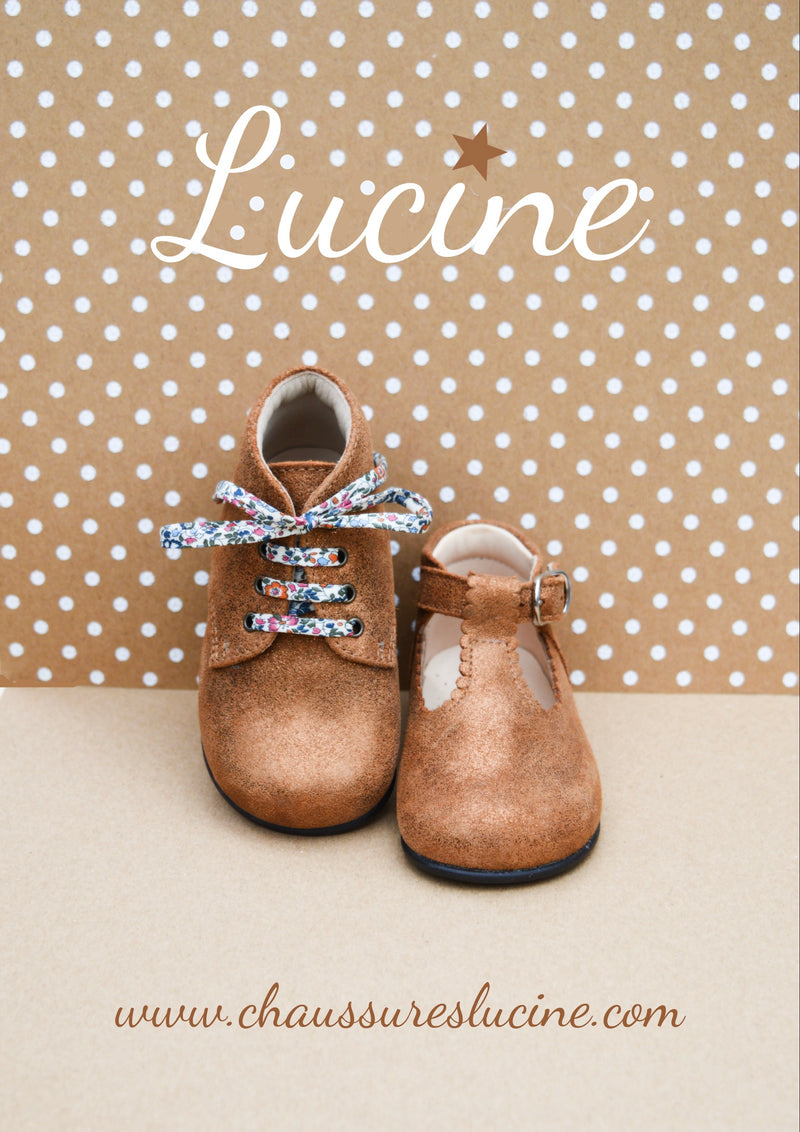 Chaussures Bottillons Salomés À Boucle Inès - Cuir Camel Irisé - Fille