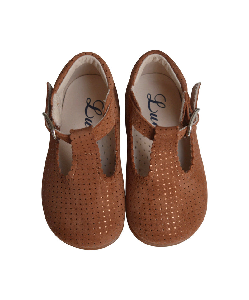 Chaussures Bottillons Salomés À Boucle Inès - Cuir Camel Pois Irisé - Fille