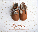 Chaussures Bottillons Salomés À Boucle Inès - Cuir Camel Pois Irisé - Fille