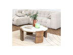 Round Coffee Table - Torvi - Marble Top and Solid Acacia Wood Legs