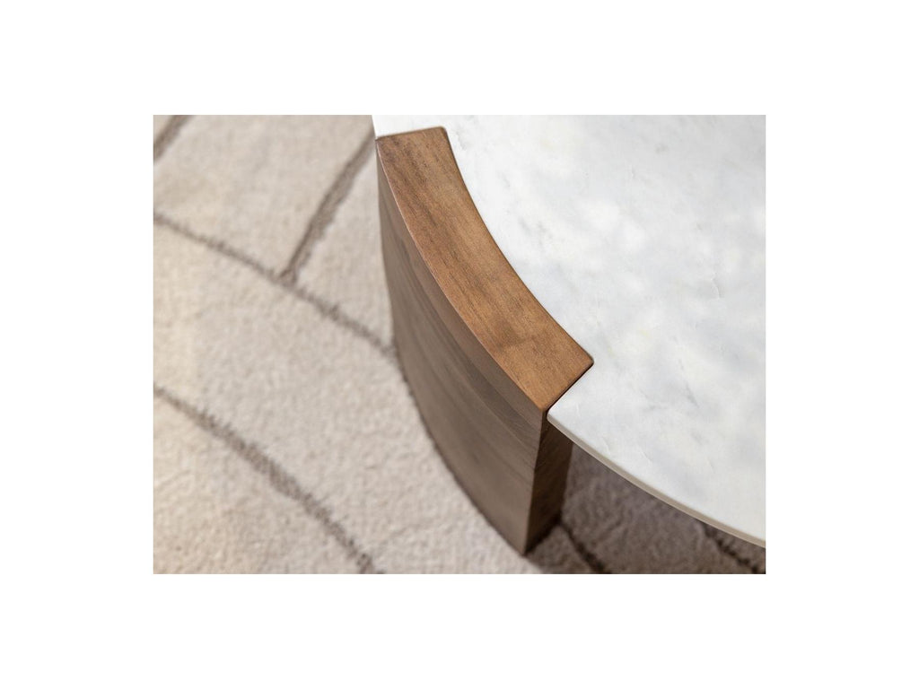 Round Coffee Table - Torvi - Marble Top and Solid Acacia Wood Legs