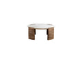 Round Coffee Table - Torvi - Marble Top and Solid Acacia Wood Legs