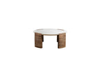 Round Coffee Table - Torvi - Marble Top and Solid Acacia Wood Legs