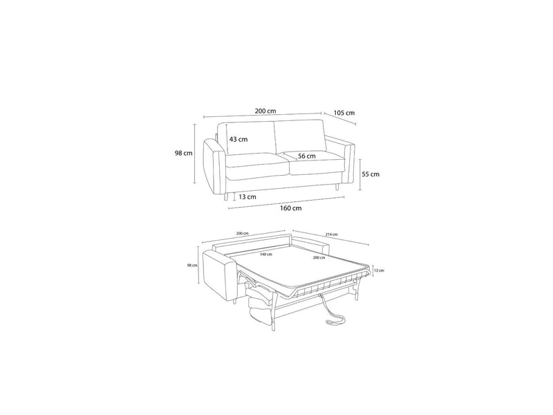 Canapé Droit Convertible Ouverture Express - Cocoone - Tissu Bouclette - 140X200