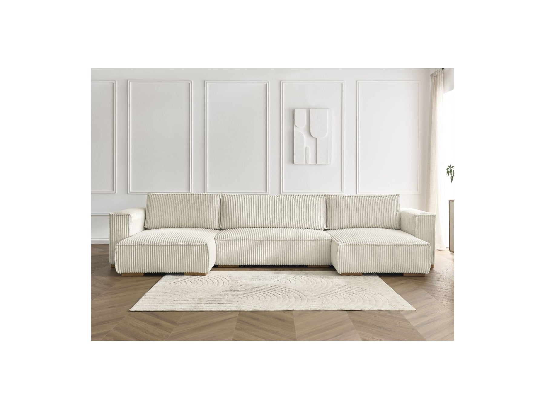 Convertible Panoramic Sofa with Storage Compartment - Chelsea - Soft Wide-Rib Corduroy