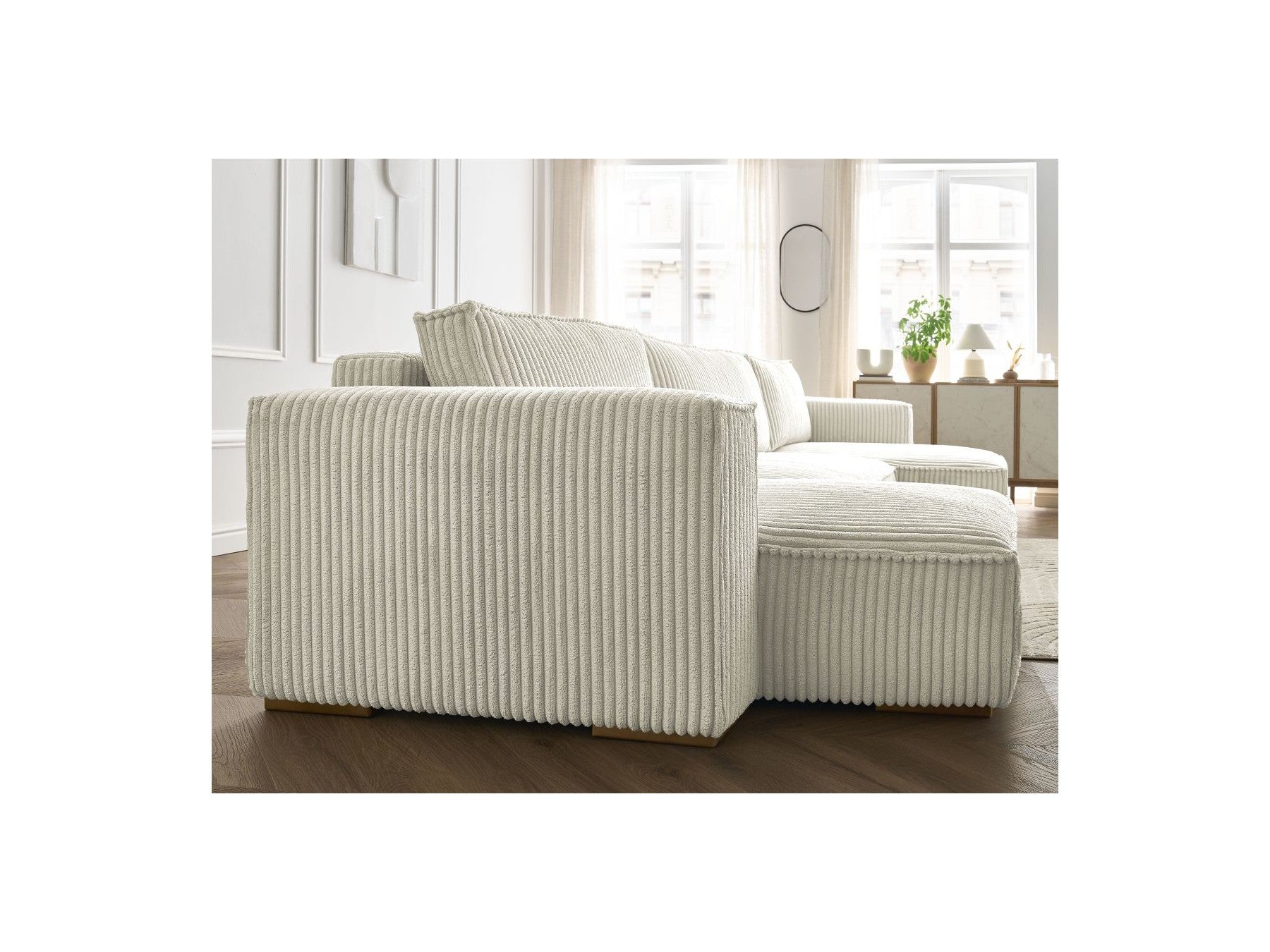 Convertible Panoramic Sofa with Storage Compartment - Chelsea - Soft Wide-Rib Corduroy