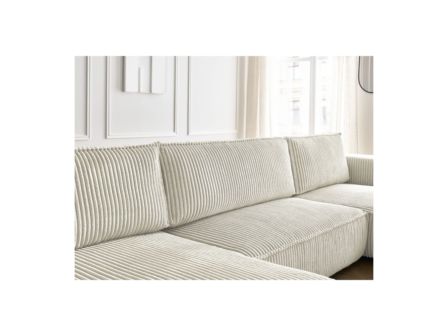 Convertible Panoramic Sofa with Storage Compartment - Chelsea - Soft Wide-Rib Corduroy