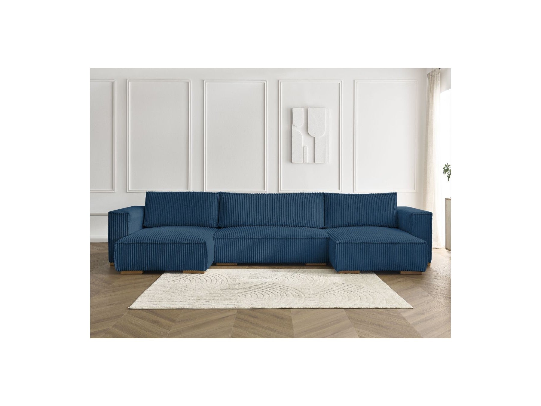 Convertible Panoramic Sofa with Storage Compartment - Chelsea - Soft Wide-Rib Corduroy