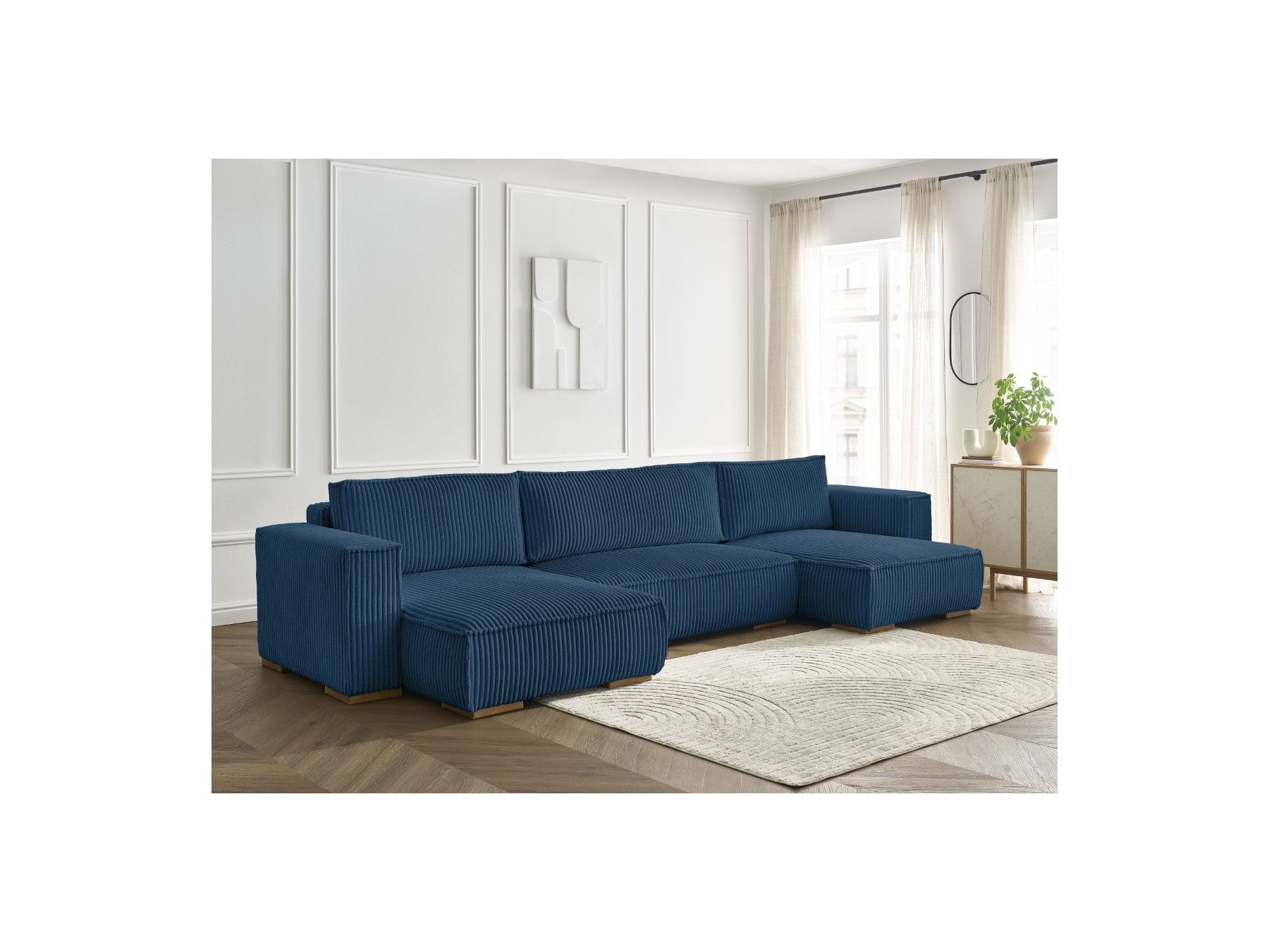 Convertible Panoramic Sofa with Storage Compartment - Chelsea - Soft Wide-Rib Corduroy