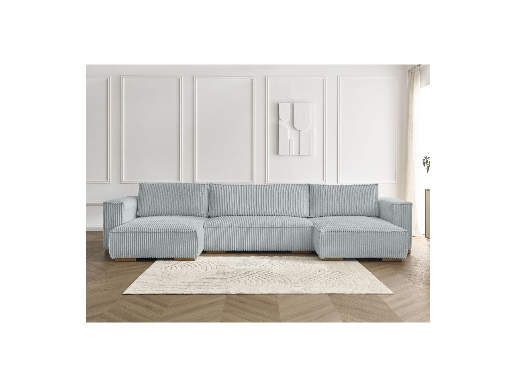 Convertible Panoramic Sofa with Storage Compartment - Chelsea - Soft Wide-Rib Corduroy