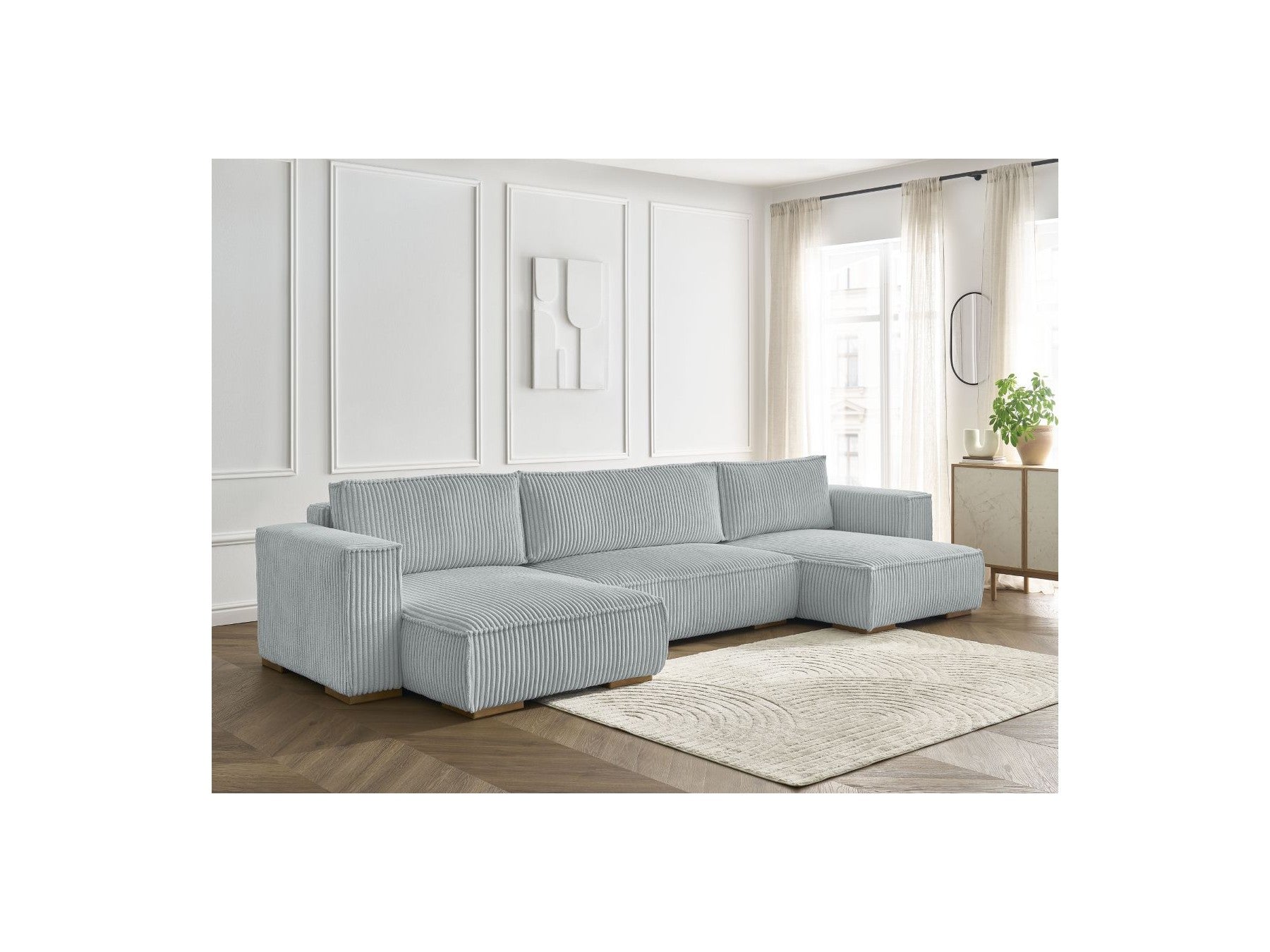 Convertible Panoramic Sofa with Storage Compartment - Chelsea - Soft Wide-Rib Corduroy