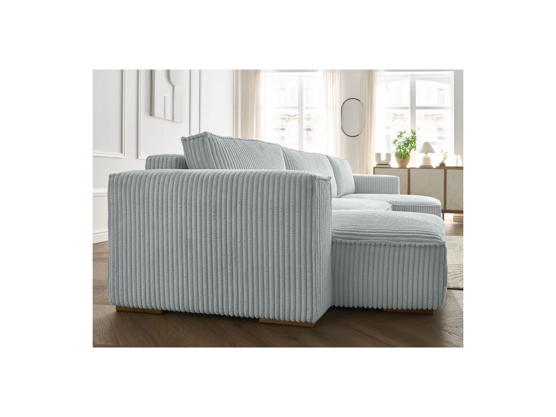 Convertible Panoramic Sofa with Storage Compartment - Chelsea - Soft Wide-Rib Corduroy