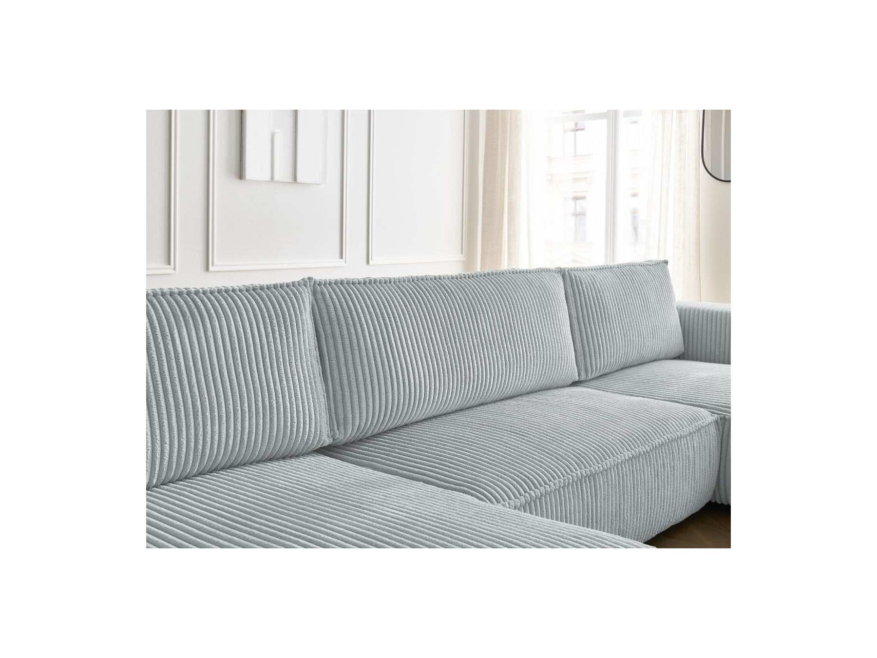 Convertible Panoramic Sofa with Storage Compartment - Chelsea - Soft Wide-Rib Corduroy