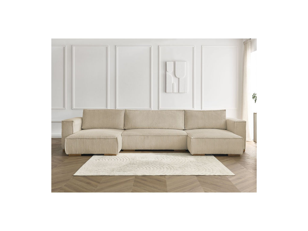 Convertible Panoramic Sofa with Storage Compartment - Chelsea - Soft Wide-Rib Corduroy