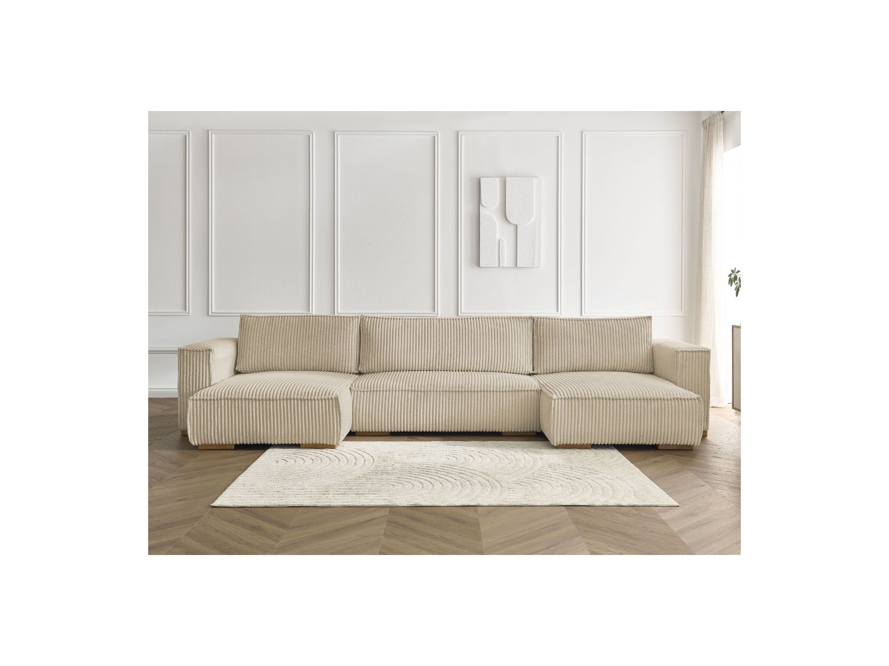 Convertible Panoramic Sofa with Storage Compartment - Chelsea - Soft Wide-Rib Corduroy