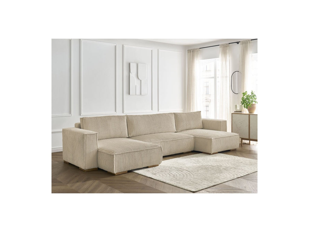 Convertible Panoramic Sofa with Storage Compartment - Chelsea - Soft Wide-Rib Corduroy