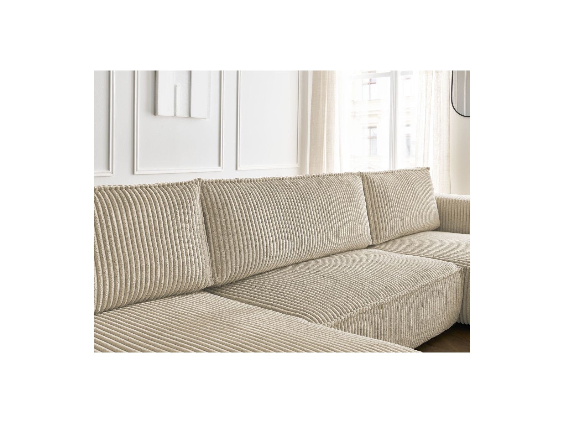 Convertible Panoramic Sofa with Storage Compartment - Chelsea - Soft Wide-Rib Corduroy