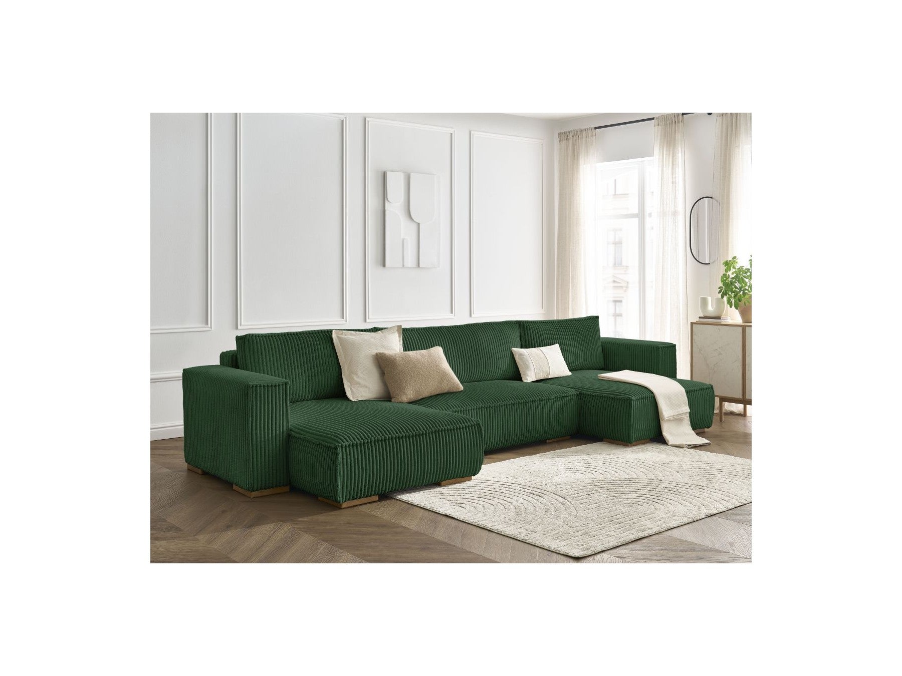 Convertible Panoramic Sofa with Storage Compartment - Chelsea - Soft Wide-Rib Corduroy