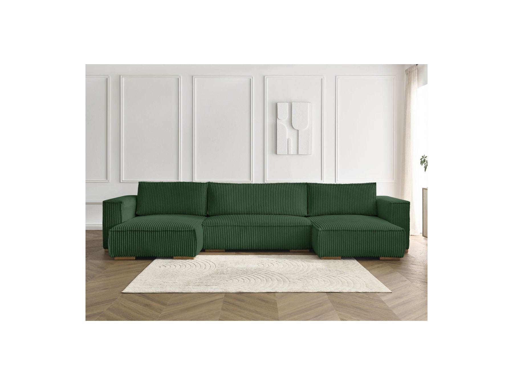 Convertible Panoramic Sofa with Storage Compartment - Chelsea - Soft Wide-Rib Corduroy