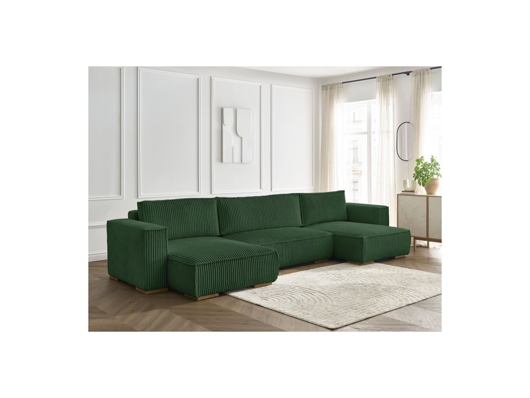 Convertible Panoramic Sofa with Storage Compartment - Chelsea - Soft Wide-Rib Corduroy