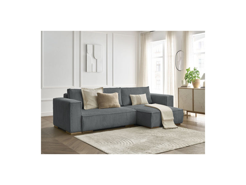 Reversible Corner Convertible Sofa with Chest - Chelsea - Gros Côtelé Doux