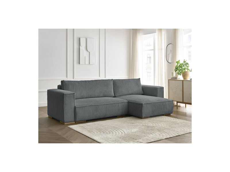 Reversible Corner Convertible Sofa with Chest - Chelsea - Gros Côtelé Doux