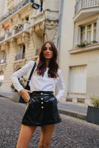 Guillaume Faux Leather Shorts Black