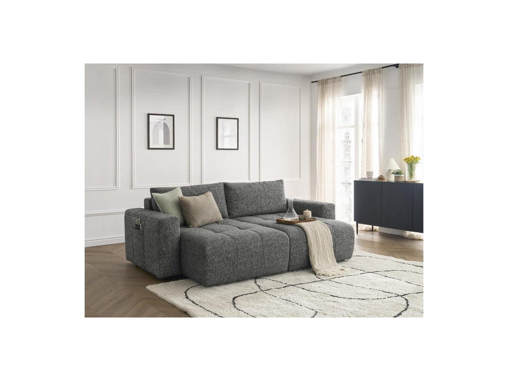 Arsene - Fixed Straight 4-Seater Deep Seat Sofa - Mottled Fabric