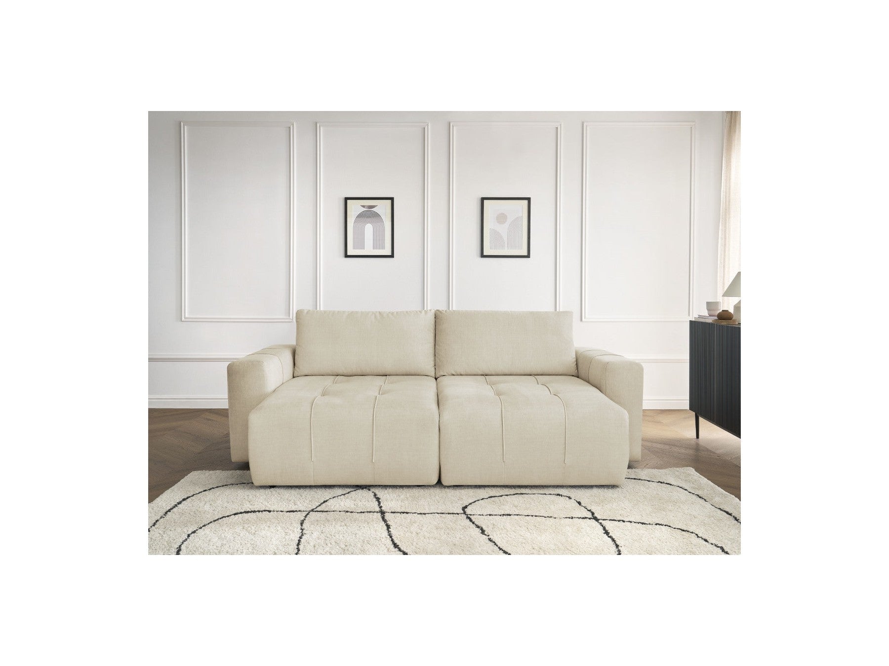 Fixed Straight 4-Seater Sofa - Arsene - Deep Seat - Velvet Fabric