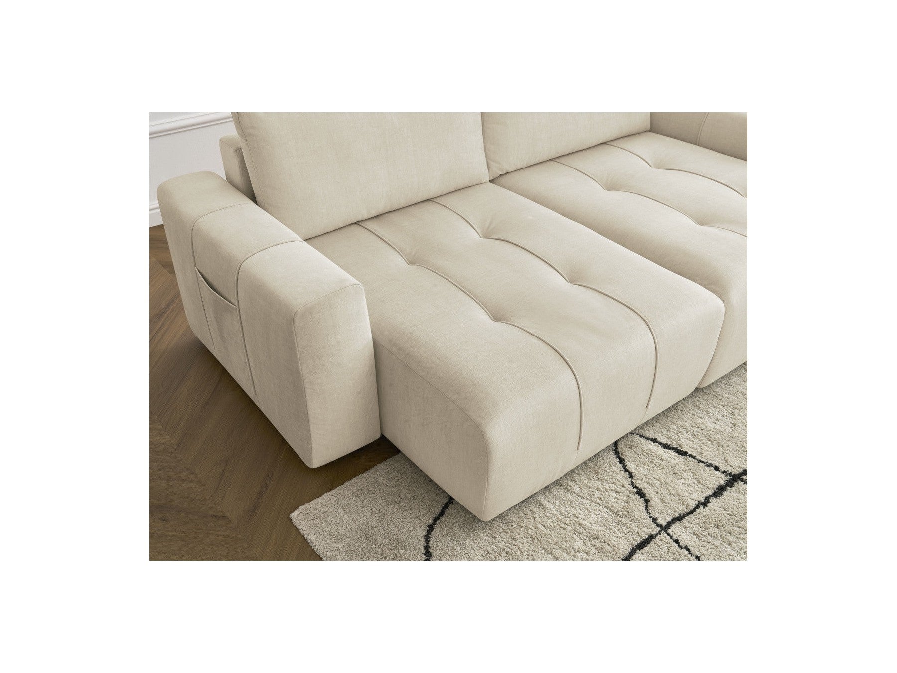 Fixed Straight 4-Seater Sofa - Arsene - Deep Seat - Velvet Fabric