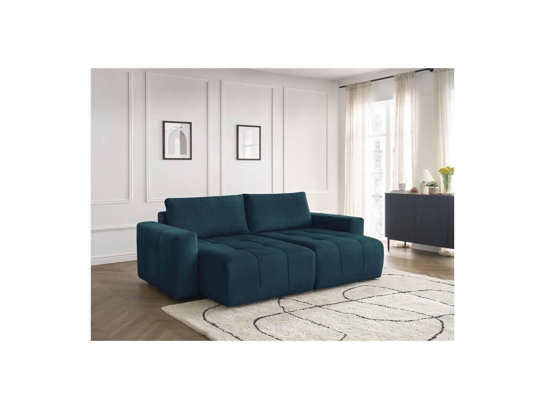 Fixed Straight 4-Seater Sofa - Arsene - Deep Seat - Velvet Fabric