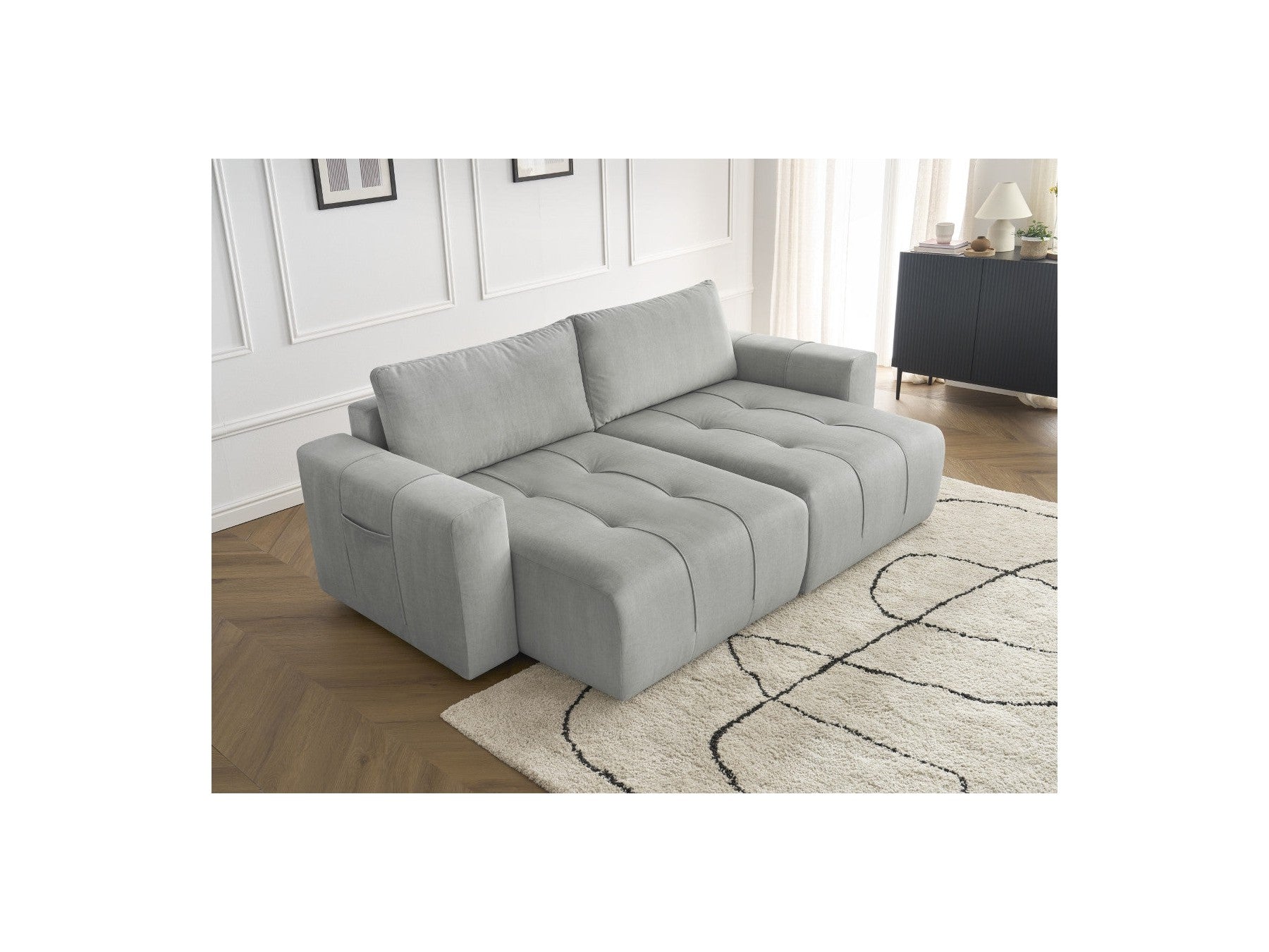 Fixed Straight 4-Seater Sofa - Arsene - Deep Seat - Velvet Fabric
