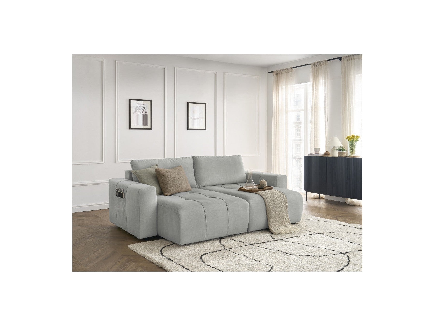 Fixed Straight 4-Seater Sofa - Arsene - Deep Seat - Velvet Fabric