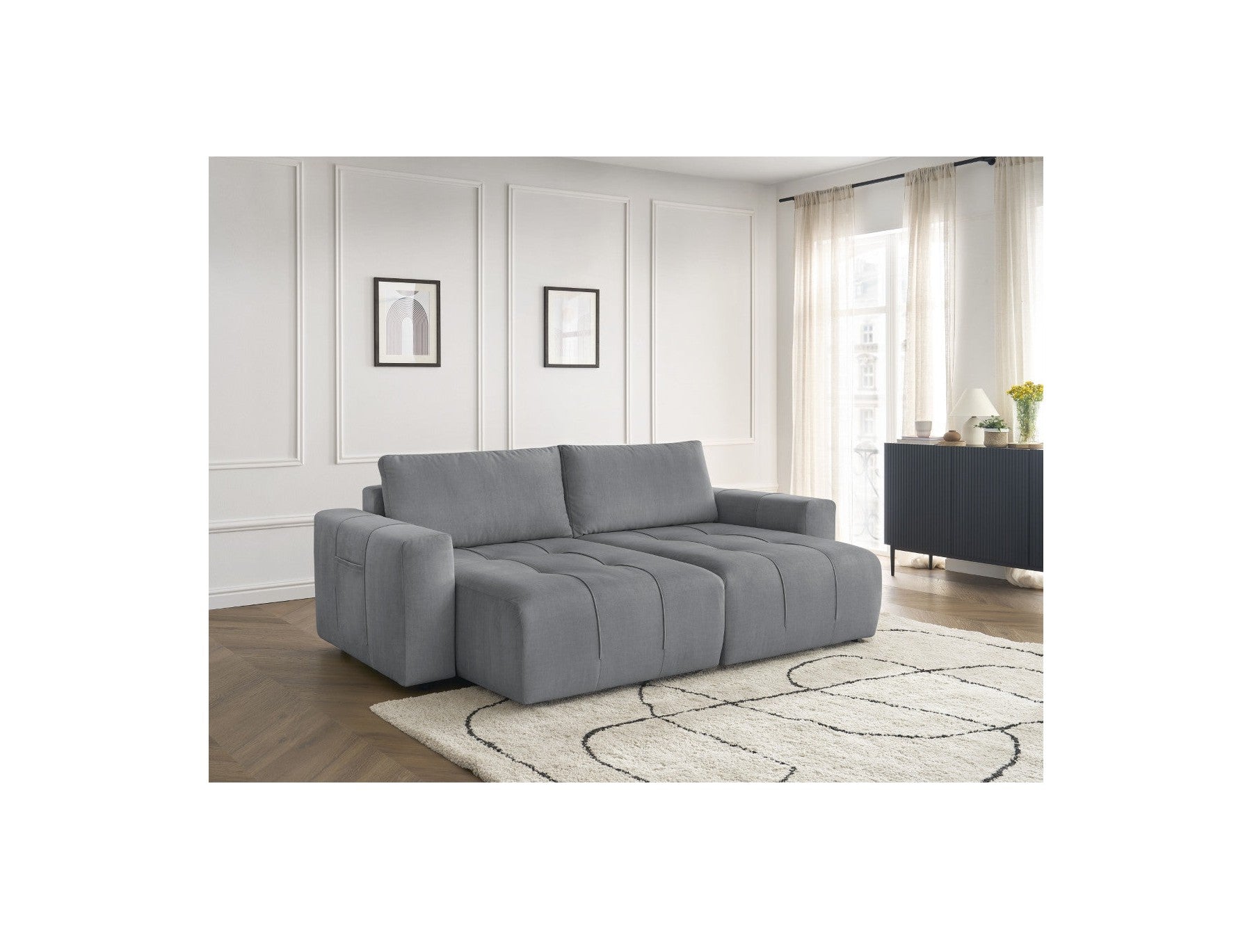 Fixed Straight 4-Seater Sofa - Arsene - Deep Seat - Velvet Fabric
